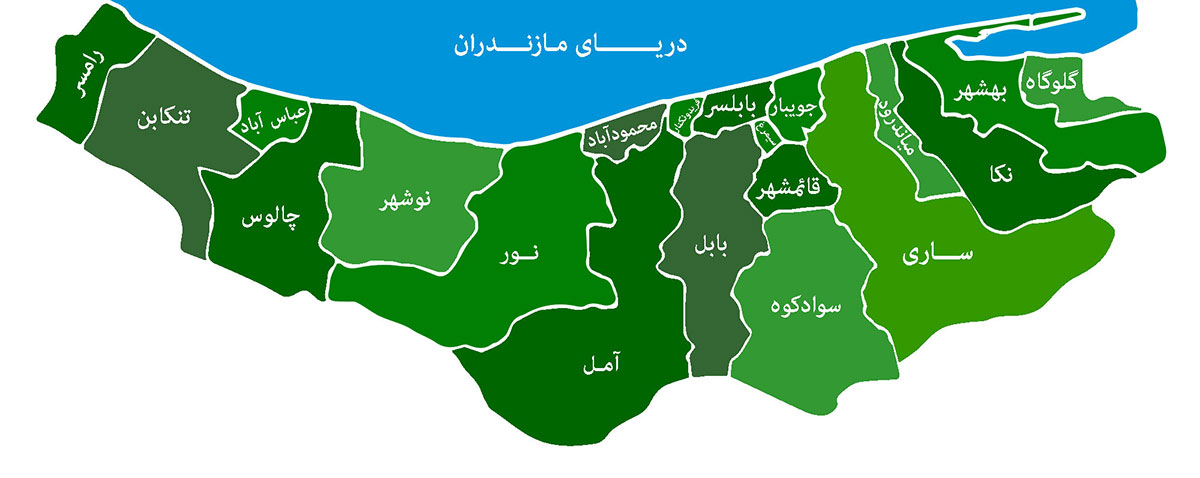 نقشه استان مازندران